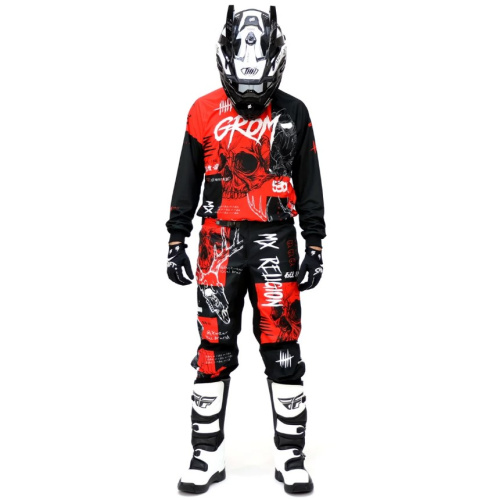 Grom Штаны кроссовые MX Religion red в Тюмени